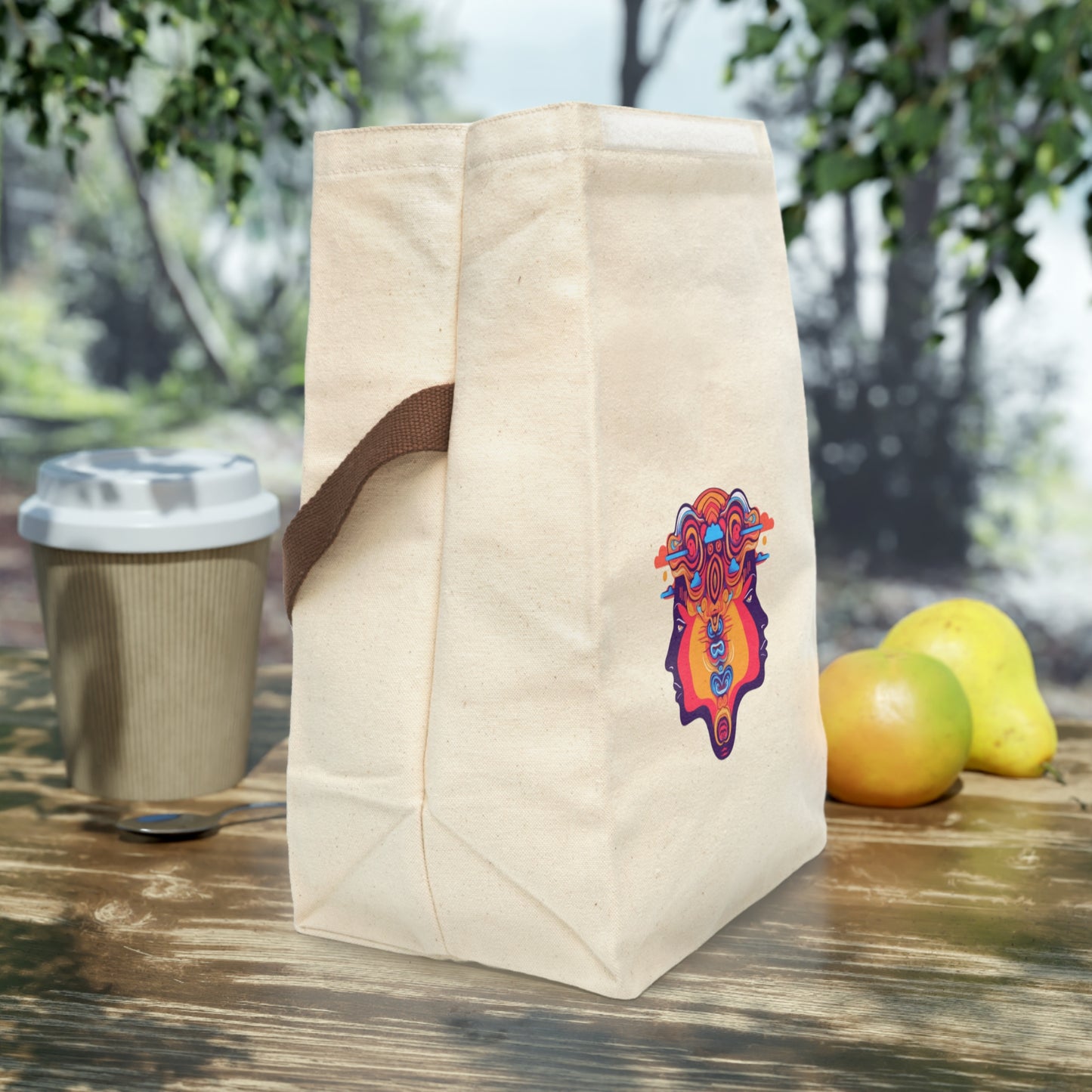 2 face Canvas Lunch Bag With Strap